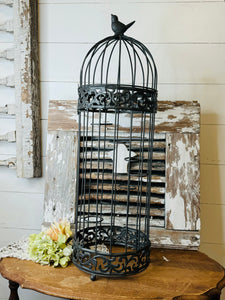 XL BIRDCAGE VINTAGE CANDLE HOLDER DECOR