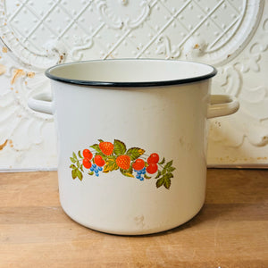 VINTAGE EUROPEAN ENAMEL FLORAL POT