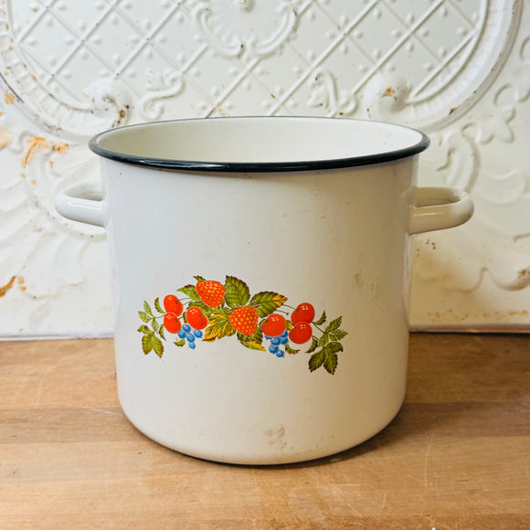 VINTAGE EUROPEAN ENAMEL FLORAL POT