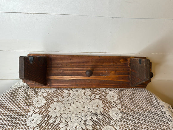 VINTAGE WOOD COAT HANGER SHELF