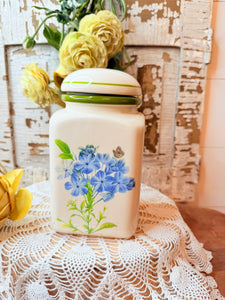 GORGEOUS BLUE FLORAL CANISTER LARGE -2 AVAILABLE