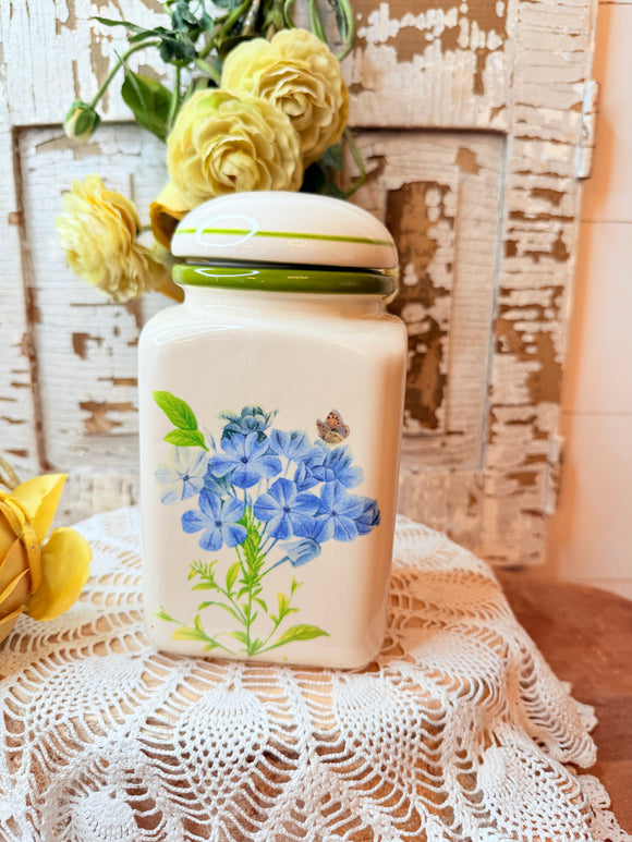 GORGEOUS BLUE FLORAL CANISTER LARGE -2 AVAILABLE