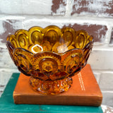 MOON AND STARS AMBER GLASS COMPOTE