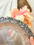 VINTAGE FLORAL TRIM OVAL SILVER DISH
