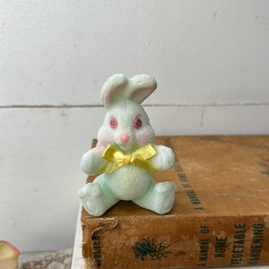 RETRO FLOCKED PASTEL BUNNY STATUETTE