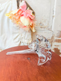 VINTAGE LARGE FLOWER BLOWN GLASS DECOR VASE