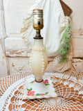 VINTAGE PINK MILK GLASS HANDPAINTED AMAZING HOBNAIL LAMP - 2 AVAILABLE