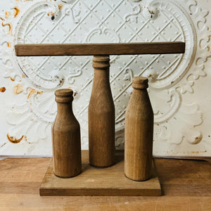 WOODEN MILK BOTTLE TOWEL HOLDER