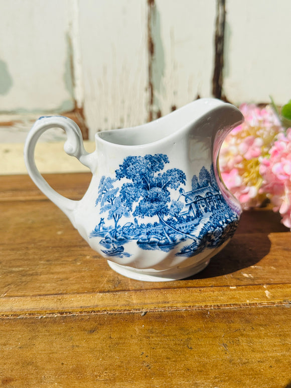 VINTAGE IRONSTONE BLUE TRANSFERWARE CREAMER