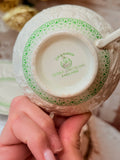 VINTAGE GEORGE JONES AND SONS GREEN DETAILED TEACUP AND SAUCER SET - 5 SETS AVAILABLE