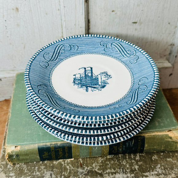 SET OF 6 CURRIER AND IVES BREAS BUTTER PLATES