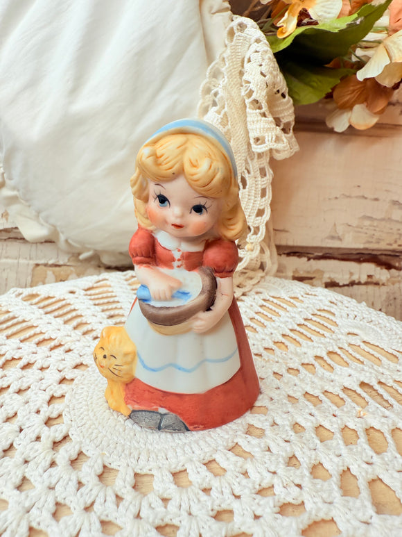 VINTAGE PORCELAIN COTTAGE GIRL BELL