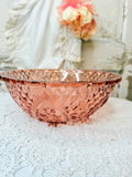 VINTAGE DETAILED LARGE PINK DEPRESSION GLASS BOWL