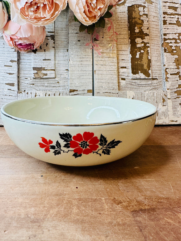HALLS SUPERIOR VINTAGE RED POPPY ENAMELWARE BOWL