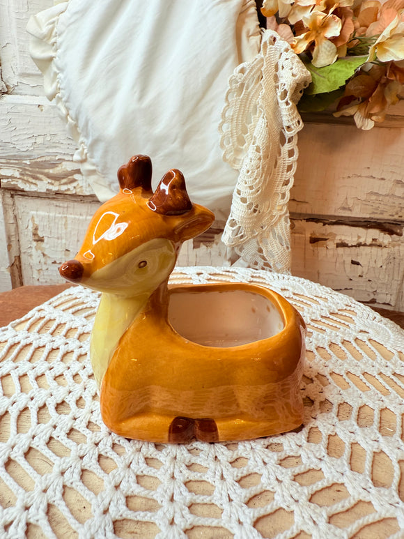 CERAMIC DEER PLANTER