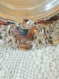 VINTAGE LARGE FOOTED SILVER DETAILED MEAT PLATTER