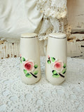 VINTAGE PAIR OF JAPAN ROSE SALT AND PEPPER SHAKERS