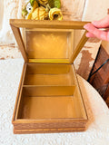 ANTIQUE FLORAL WOOD JEWELRY BOX