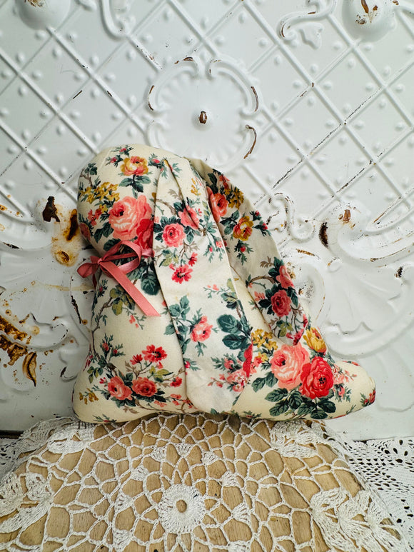 VINTAGE FLORAL FABRIC BUNNY DECOR