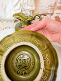VINTAGE POTTERY MCCOY OLIVE GREEN BASIN PITCHER AND PLATE SET