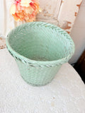 VINTAGE MINT GREEN WOVEN BASKET
