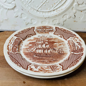 SET OF 2 MEAKIN IRONSTONE BROWN TRANSFERWARE PLATES - 3 SETS AVAILABLE
