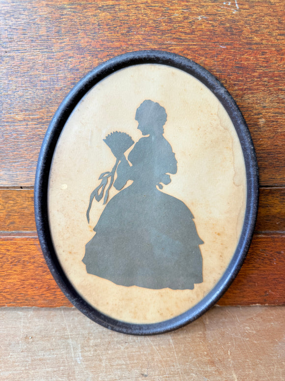 ANTIQUE VICTORIAN SILHOUETTE OVAL ART