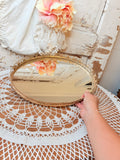 VINTAGE ROSE GOLD ORNATE MIRROR VANITY TRAY