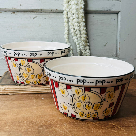 HANDPAINTED POPCORN SET - 2 BOWLS