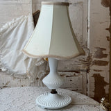 VINTAGE MILK GLASS HOBNAIL LAMP WITH SHADE - 2 AVAILABLE