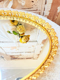VINTAGE XL GOLD FILIGREE VANITY MIRROR TRAY