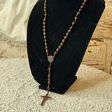 VINTAGE ROSARY - DARK BROWN BEADS
