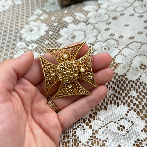 ANTIQUE BROOCH- SCROLLY CROSS DESIGN