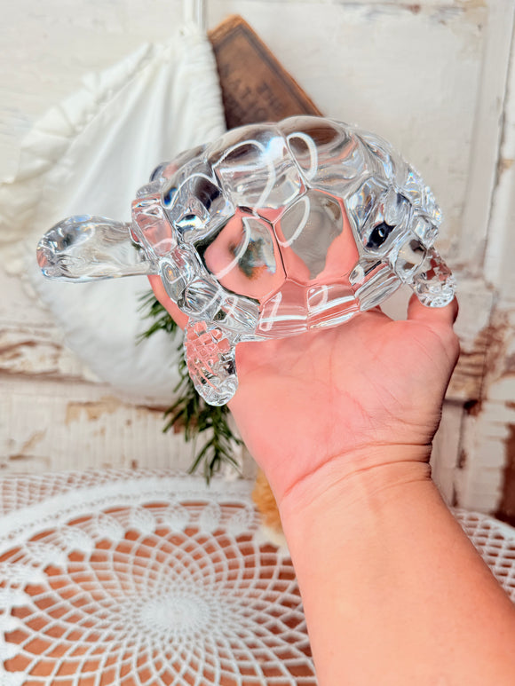 LARGE GLASS TURTLE DECOR STATUETTE