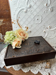 ANTIQUE EMBOSSED LEATHER BOX