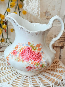 ORNATE VINTAGE FLORAL LARGE PITCHER