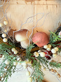 VINTAGE HANDMADE SPRING GARDEN MUSHROOMS WREATH