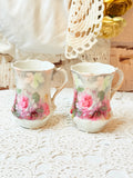 VINTAGE PAIR OF GERMANY FLORAL PORCELAIN CUPS - 2 SETS AVAILABLE