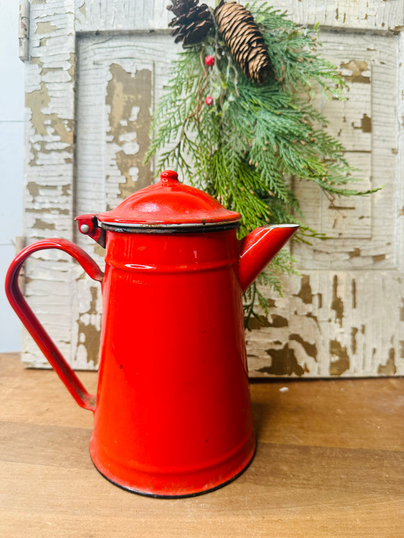 RED ENAMEL VINTAGE PITCHER