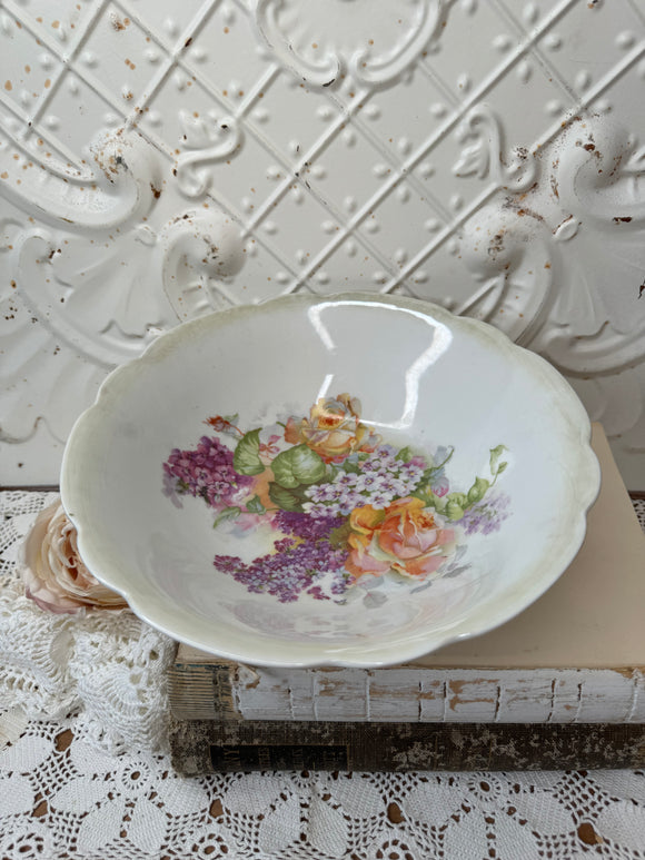 GERMAN SCALLOPED VINTAGE FLORAL PLATE