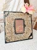 ANTIQUE RARE TIN TILE ORNATE FRAME DECOR - 4 AVAILABLE