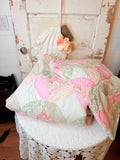 VINTAGE PINK QUILTED BLANKET AND 2 SHAMS 82”X80”