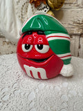 VINTAGE RED M&M CHRISTMAS COOKIE JAR