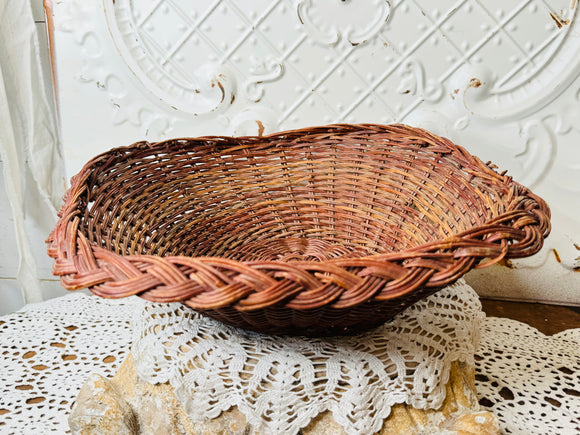 WICKER BRAIDED VINTAGE BASKET