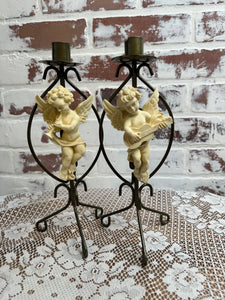 PAIR OF CHERUB VINTAGE CANDLESTICK HOLDERS 2 available