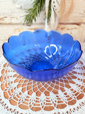 VINTAGE FRANCE COBALT BLUE SWIRL SERVING BOWL