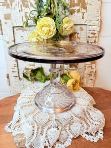 VINTAGE PURPLE GLASS CAKE STAND