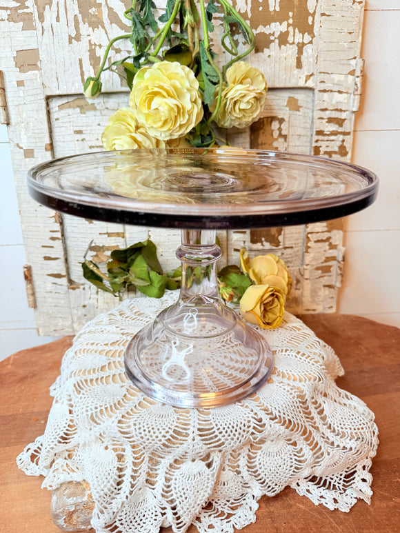 VINTAGE PURPLE GLASS CAKE STAND
