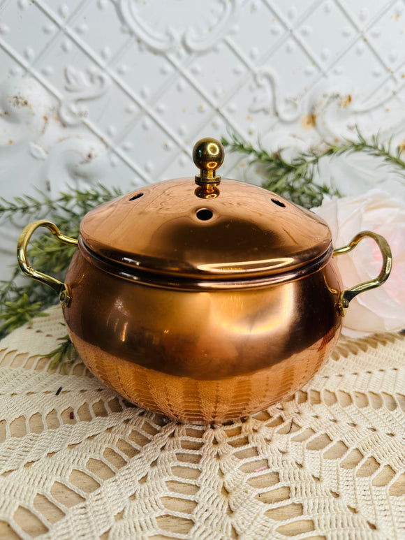 COPPER AND BRASS SMALL POTPOURI CAULDRON