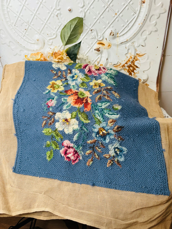 HANDMADE FLORAL NEEDLEPOINT ART